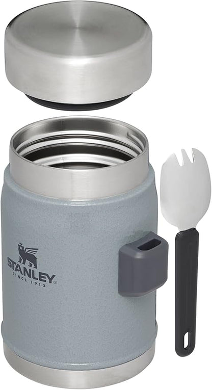 STANLEY Classic Food Jar and Spork | Vacuum Insulated Food Container | Wide Mouth Screw On Lid | Packable for Travel | Stainless Steel with Leakproof Lid | BPA-Free