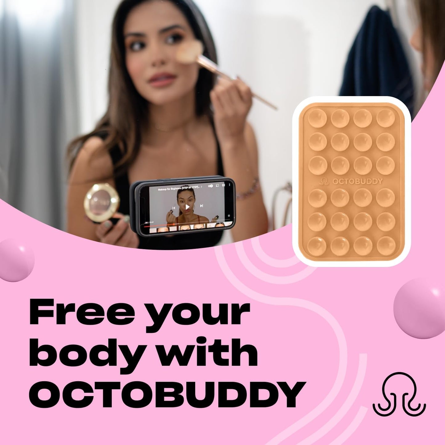 Classic MAX - Silicone Suction Phone Case Adhesive Mount - Hands-Free, Strong Grip Holder for Selfies and Videos - iPhone and Android Compatible - 2.6″ x 3.9″, Buttercream
