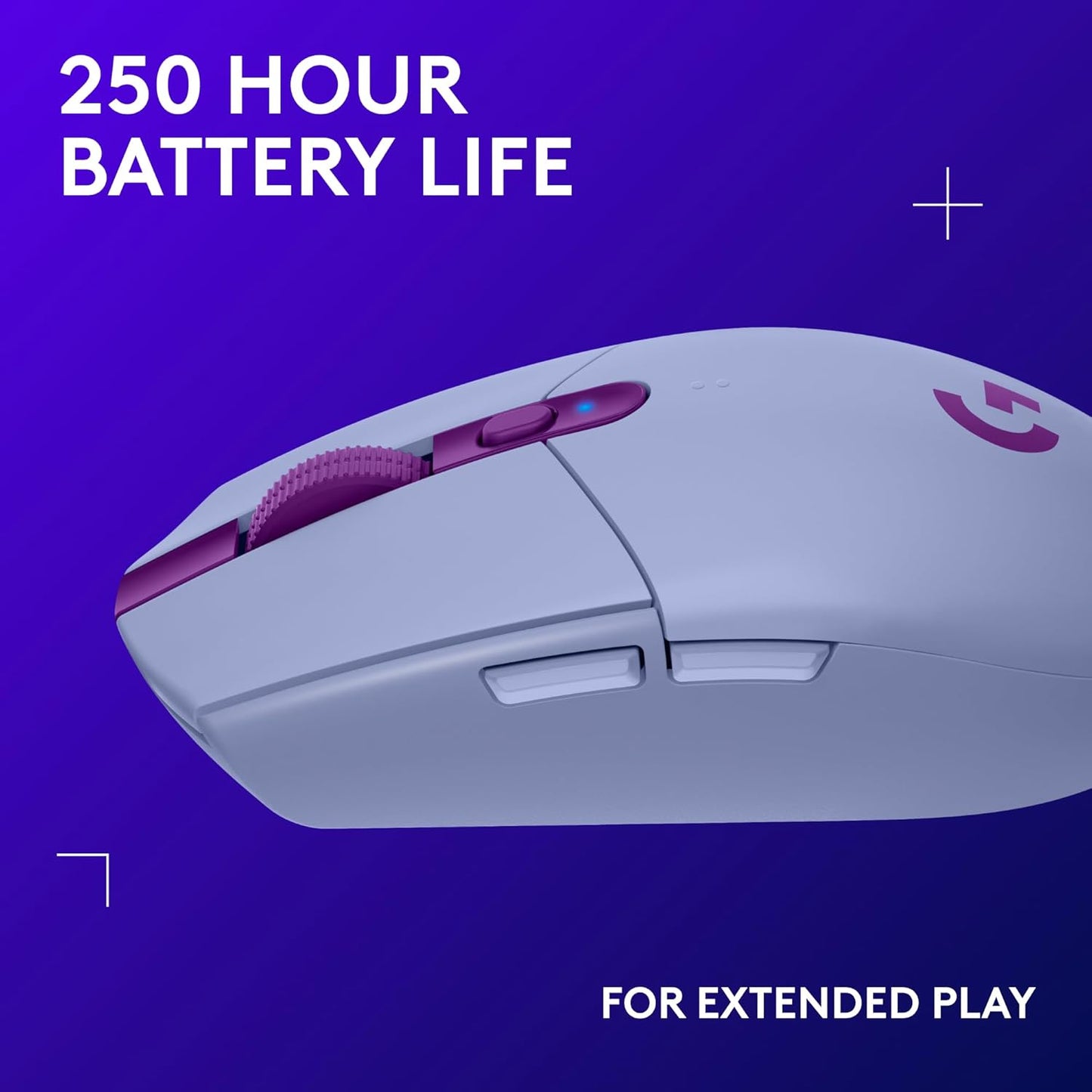 Logitech G305 LIGHTSPEED Wireless Gaming Mouse, Hero 12K Sensor, 12,000 DPI, Lightweight, 6 Programmable Buttons, 250h Battery Life, On-Board Memory, PC/Mac - Lilac