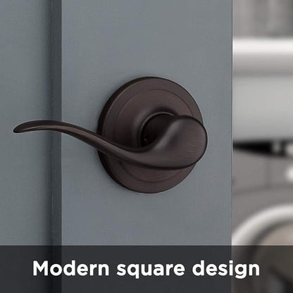 Kwikset Tustin Interior Passage Door Handle, Lever For Closet and Hallway Doors, Reversible Non-Locking Handle Lever, Venetian Bronze, with Microban Protection