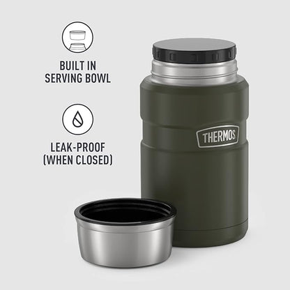 THERMOS Stainless King Vacuum-Insulated Food Jar, 24 Ounce, Army Green (Pack of 4)