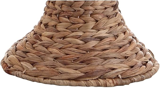 JONATHAN Y 31" Natural Woven Water Hyacinth Table Lamp for Living Room, Coastal Farmhouse Urn Bedside Lamp with Gray Linen Drum Shade, LED Bulb Included JYL1015A