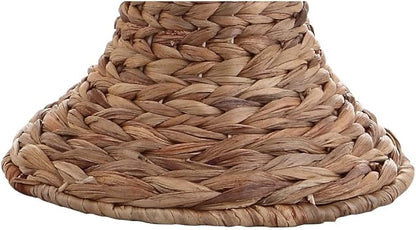JONATHAN Y 31" Natural Woven Water Hyacinth Table Lamp for Living Room, Coastal Farmhouse Urn Bedside Lamp with Gray Linen Drum Shade, LED Bulb Included JYL1015A