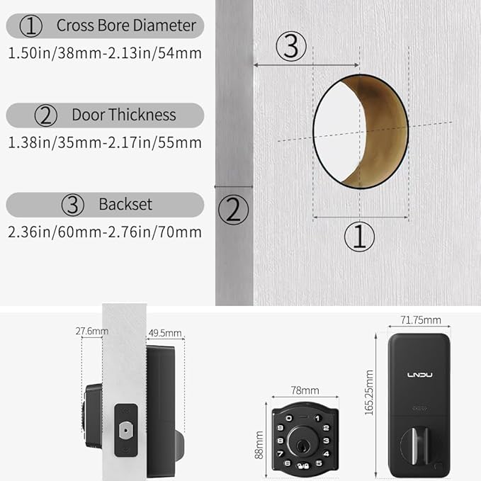 Smart Keyless Entry Door Lock, Smart Locks for Front Door, Works with APP Remote Control, Alexa, Google, Siri, Auto Unlock, keypad deadbolt, WiFi, Fingerprint Door Lock