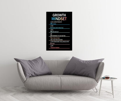 WYJZDZQ8 Growth Mindset Motivational Life Poster Inspirational Canvas Painting Wall Art Inspiring Prints Wall Pictures for Living Room Office Home Decor Office Framed Ready to Hang [24''W x 36''H]