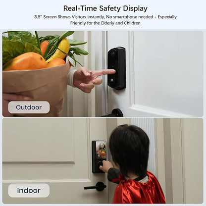Video Smart Lock S398, 4-in-1 Camera + Video Doorbell + Fingerprint Keyless Door Lock + Indoor Display Monitor, Smart WiFi Deadbolt, App Remote Control, Easy Installation, Chime Included