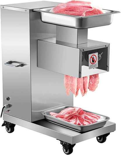 VEVOR 110V Commercial Meat Cutter Machine 1100LB/H Electric Meat Cutting Machine 750W Commercial Meat Slicer 3mm Blade Restaurant Food Slicer Stainless Steel For Kitchen Restaurant Supermarket
