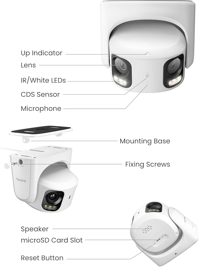 REOLINK RP-PCT8MD Dual-Lens PoE Camera, 4K/8MP Ultra HD, 180° Panoramic View, Color Night Vision, Perimeter Protection, AI Video Search, Smart Detection for Person/Vehicle/Animal, Two-Way Talk
