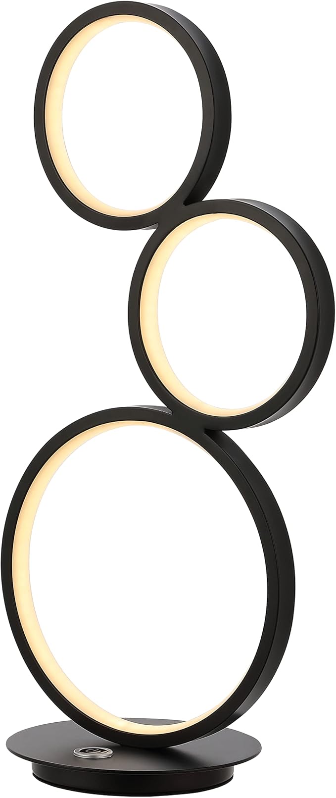 JONATHAN Y 17.25" Black 3-Light Modern Minimalist Integrated LED Table Lamp, Dimmable Touch Sensor Iron Stacked Circle Desk Lamp for Living Room Bedroom Office JYL7102A