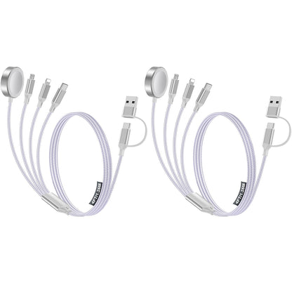 2 Pack Charging Cable for Apple Watch Charger/Samsung/iPhone Charger,Car/Office/Camping/Travel Essentials,Type C Cable Cord for iWatch Ultra/10-2/iPhone 16-11/Samsung S25-S20,iPad,airPods-Purple