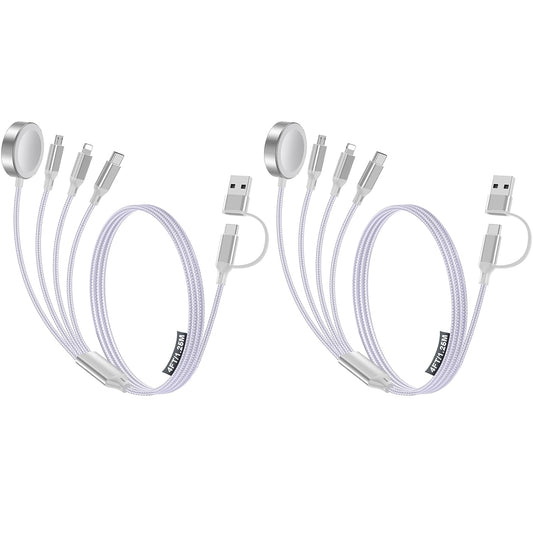 2 Pack Charging Cable for Apple Watch Charger/Samsung/iPhone Charger,Car/Office/Camping/Travel Essentials,Type C Cable Cord for iWatch Ultra/10-2/iPhone 16-11/Samsung S25-S20,iPad,airPods-Purple