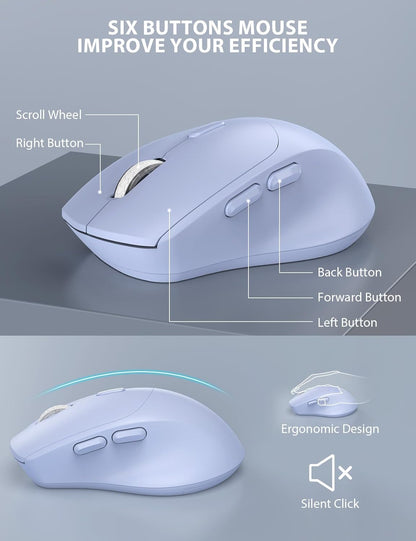 Wireless Keyboard and Mouse Combo - Full-Sized Ergonomic Keyboard with Wrist Rest, Phone Holder, Sleep Mode, Silent 2.4GHz Cordless Keyboard Mouse Combo for Laptop, Computer, PC, Mac, Windows -Trueque