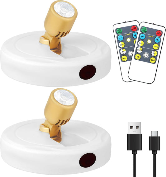 Rechargeable Spotlight, Battery Operated Picture Lights with Remote, Cordless Plant Spot Light Indoor, LED Accent Lighting, Dimmable Uplight for Tree Painting Artwork Photo Dartboard Decor