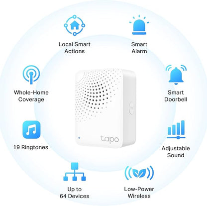 Tapo Smart Hub with Built-in Chime, REQUIRES 2.4GHz Wi-Fi, Reliable Long-Range Connections with Tapo Sensors, Sub-1G Low-Power Wireless protocol, Connect up to 64 smart devices (H100)