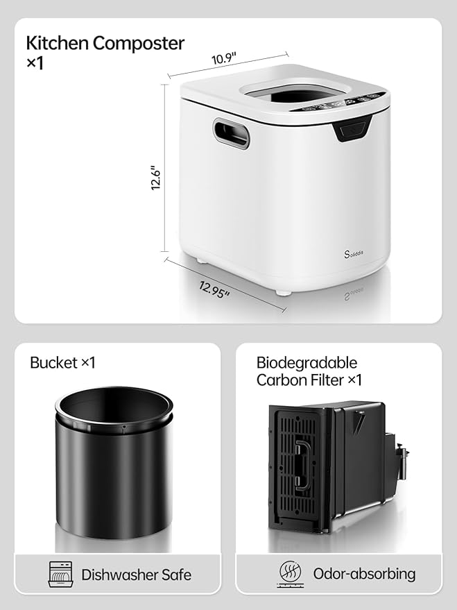 4.2L Electric Composter for Indoor Kitchen, Smart Food Waste Recycler, Turns Garbage to Compost in 4-6 Hours, Odorless Countertop Disposal with 900ML Carbon Filter & Self-Cleaning