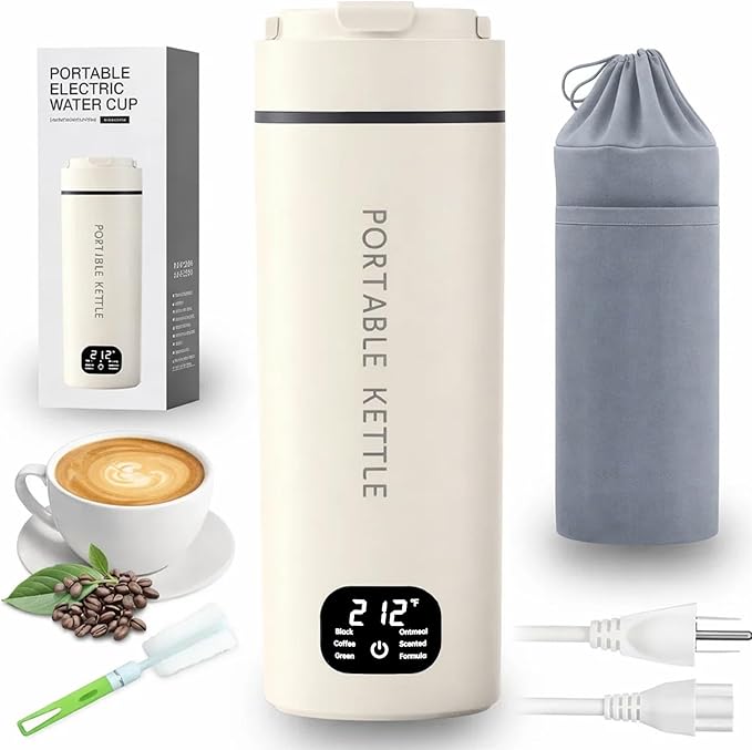 HDQ 2026 Travel Kettle, 110V~240V Any Voltage Portable Kettle for Travel, 6 Temperature Controls Portable Water Heater, 316 Stainless Steel Small Electric Kettle, Auto Shut Off & Boil Dry Protection