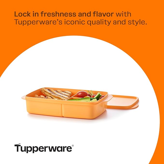 Tupperware Lunch-It Portion & Go Lunch Box Food Storage Container in Orange, Dishwasher Safe and BPA Free (4 Cups/1L)
