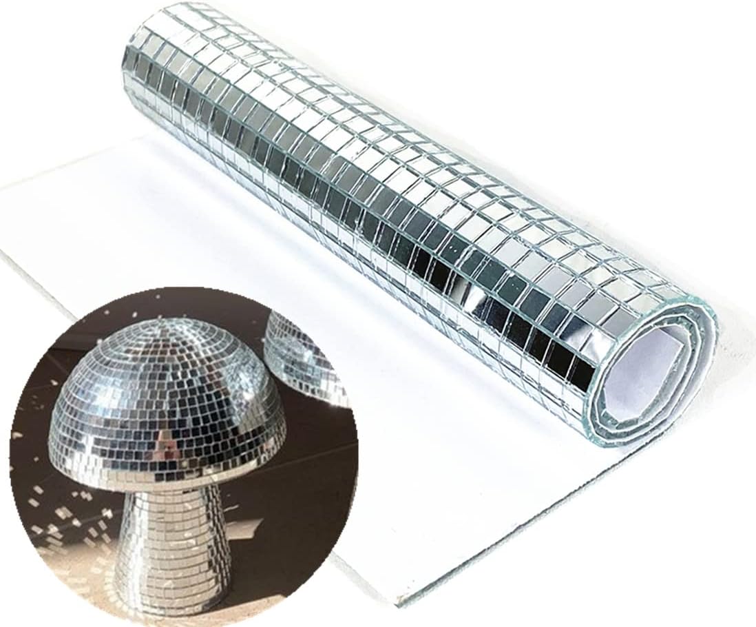 REDODECO 3500Pcs Real Glass Silver Mirrors Mosaic Tiles Sticker for Craft Square Glass Tiles Self Adhesive,5mm by 5mm (Silver, 3500PCS)