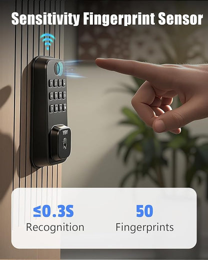 Smart Door Lock with 6 Unlocking Ways, Fingerprint Keyless Entry Door Lock with Auto Lock, Built-in WiFi, App Remote Control, Alexa & Google Voice Contro, Ideal for Family Members, Cleaners
