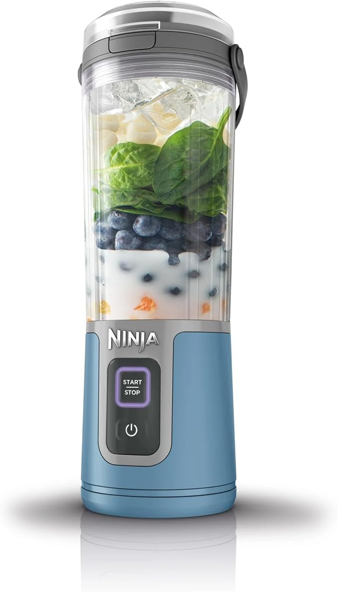 Ninja Blast 16 oz. Personal Portable Blender with Leak Proof Lid and Easy Sip Spout, Perfect for Smoothies, Cordless, USB-C Rechargeable, Dishwasher Safe Parts (Renewed) (Denim Blue)