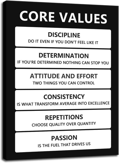 Core Values Inspirational Poster Motivational Wall Art Inspiring Canvas Prints Artwork for Office Living Room Modern Home Decor Painting Pictures Stretched and Framed Ready to Hang [18''Wx 24''H]
