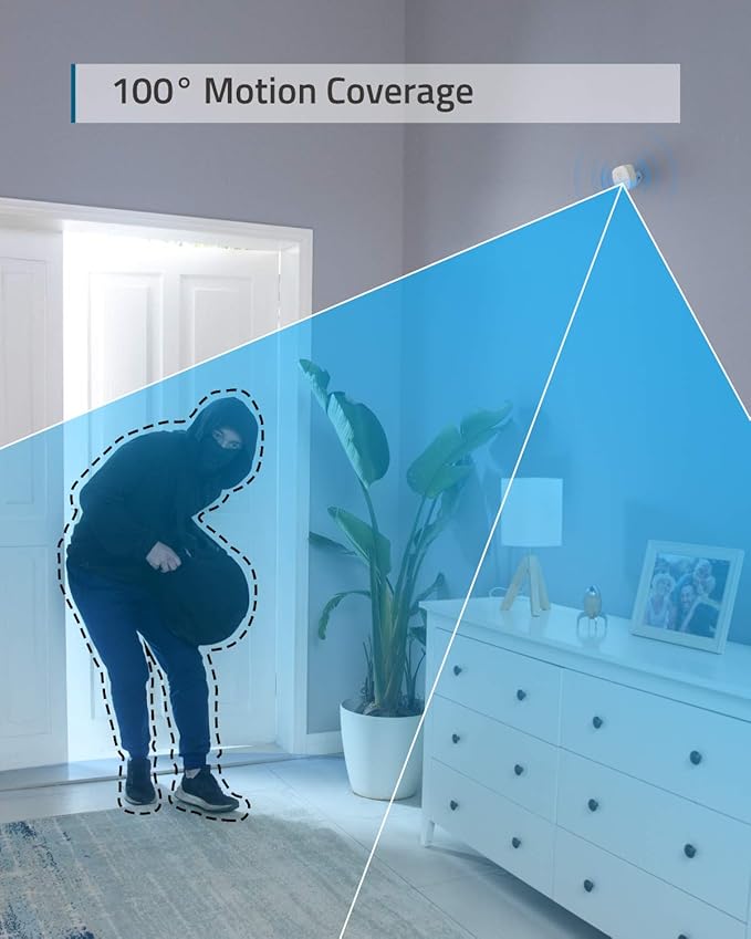 eufy Security Motion Sensor, Home Alarm System, 100° Coverage, 30 ft Detection Range, 2-Year Battery Life, Adjustable Sensitivity, HomeBase Required, Optional 24/7 Protection Service, Home Security