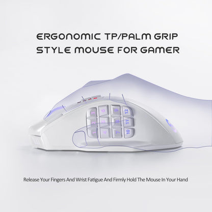 UtechSmart Venus Pro Wireless MMO Gaming Mouse, 16,000 DPI Optical Sensor, 2.4 GHz Transmission Technology, Ergonomic Design, 16M Chroma RGB Lighting, 16 Programmable Buttons, Up to 70H