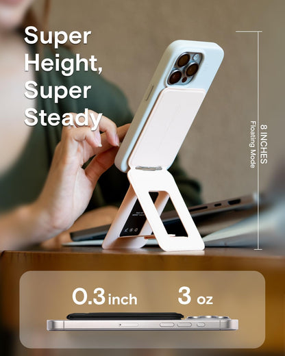MOFT Phone Stand, Magnetic Phone Tripod Stand Stain-Resistant MOVAS Leather & Angle Adjustment & Strong Magnets Tripod for iPhone 16/15/14/13/12 (Included Metal Ring)-Peppermint