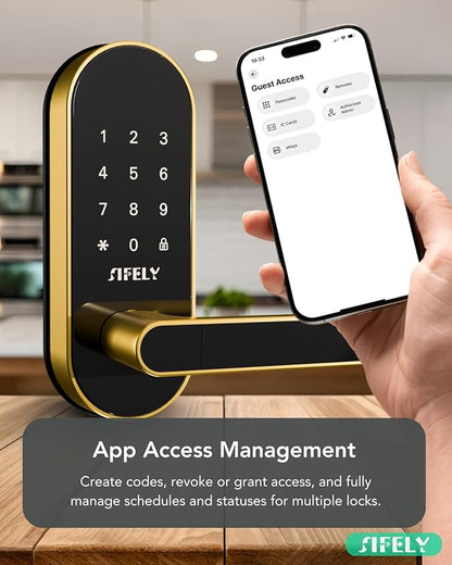 Keyless Entry Keypad Smart Door Lock with Handle & Knob – Digital Deadbolt for Front, Bedroom, Office & Interior Doors, App Control for Airbnb, Guests & Kids, Easy DIY Install (No Fingerprint)