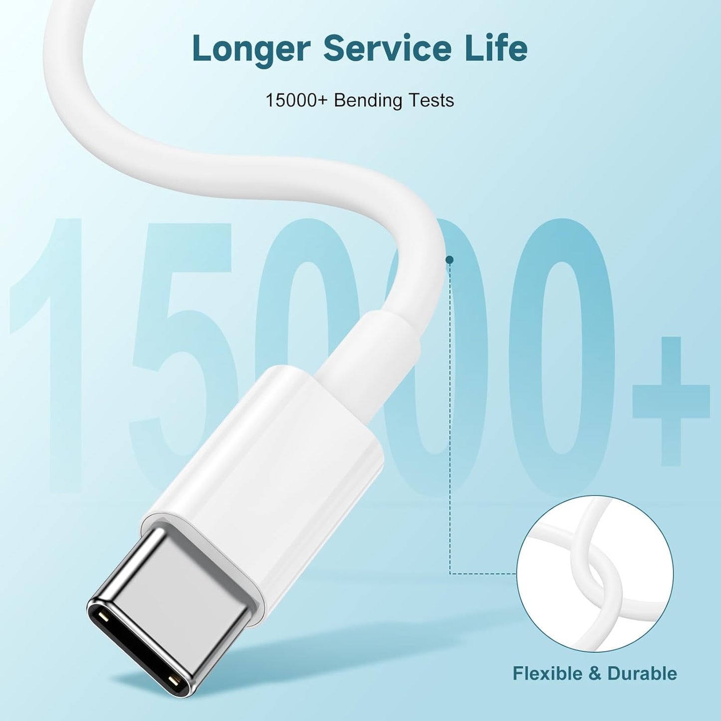 60W USB C to Cable [3Pack] iPhone 15 Fast Charging Cable,3ft Short USB-C to USBC Power Cord for iPhone 16/15 Pro Plus Pro Max, MacBook Pro Air/IPad/iPad Pro 12.9/11,AirPods 4(White)