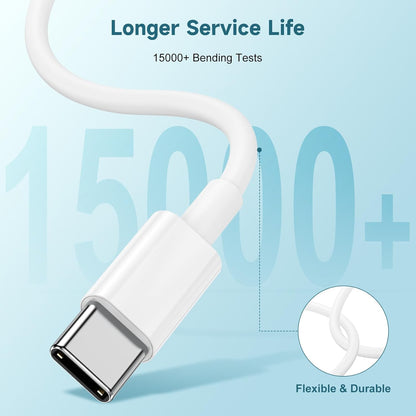 60W USB C to Cable [3Pack] iPhone 15 Fast Charging Cable,3ft Short USB-C to USBC Power Cord for iPhone 16/15 Pro Plus Pro Max, MacBook Pro Air/IPad/iPad Pro 12.9/11,AirPods 4(White)