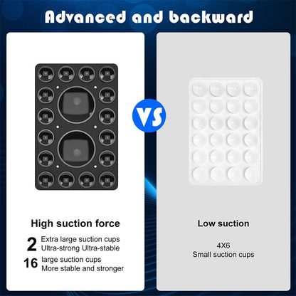 Silicone Suction Phone Holder Mount,Silicon Adhesive Phone Accessory for iPhone and Android, Hands-Free Mirror Shower Phone Holder,TikTok Videos and Selfies (Black, Single Sided)