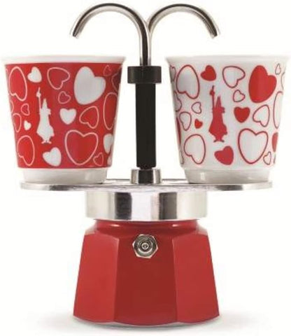 Bialetti Mini Express Moka Set With 2 Cups Heart 90ml