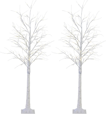 Twinkle Star 2-Pack 6 Feet 96 LED Lighted Birch Tree for Thanksgiving Decor Home Wedding Party Indoor Outdoor Christmas, Fall, Autumn Decoration, 2 Pack, Warm White