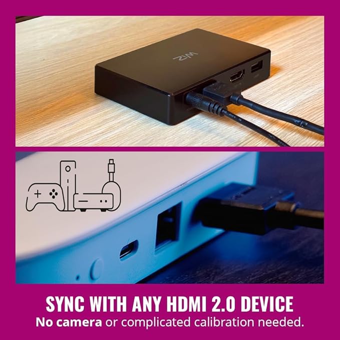 WiZ Connected HDMI Sync Box with TV Backlight - Sync to Movies, Games & Music - HDMI 2.0 Supports 4K 60Hz - RGBIC LED Strip 75-85 Inch TVs -Requires External Video Source