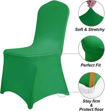 SUPERO Chair Cover, 12PCS Spandex Waterproof Chair Covers, Universal Fit Protector Stretch Chair Cover for Party, Banquet, Wedding Event, Hotel(Emerald)