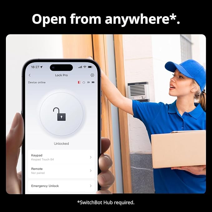 SwitchBot Smart Lock Pro (Silver), Keyless Deadbolt Retrofit for Existing Deadbolts, No-Drill for Renters, Auto-Lock, Add Hub (Sold Separately) for Matter/Siri, Alexa, Google