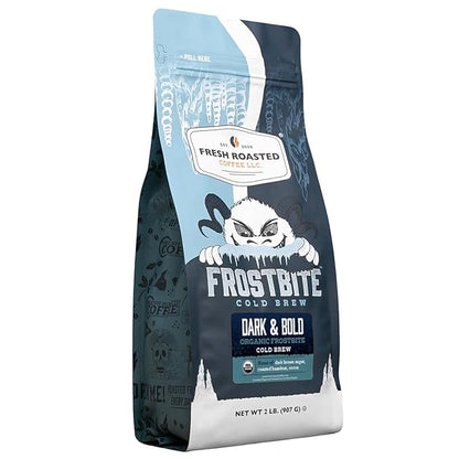 Fresh Roasted Coffee, Organic Dark & Bold Frostbite Cold Brew | USDA, Kosher | Dark Roast | 2 lb Coarse Ground