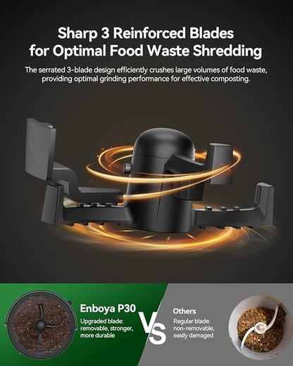 Electric Kitchen Composter 4.2L Large Capacity Food Waste Composter, Odor-Free & Quiet Countertop Compost Bin for Home, Indoor Food Cycler with Replaceable Charcoal Filtration