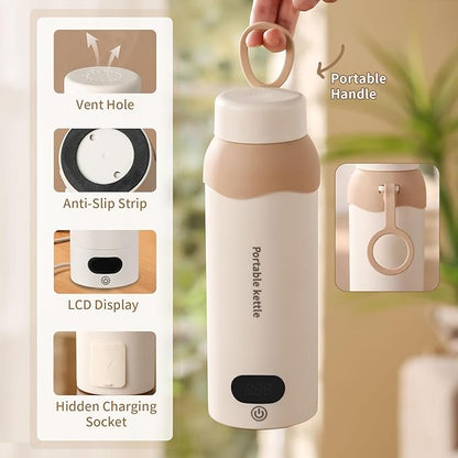 Travel Mini Electric Tea Kettle Small, 6 Temper Controls Portable Kettle for Travel with Stainless Steel, Auto Shut-Off and Quickly Portable Water Boiler For Tea & More