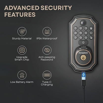 Keyless Entry Door Lock with Camera Fingerprint Door Lock Keypad Deadbolt Lock for Front Door Smart Lock App Control Voice Control