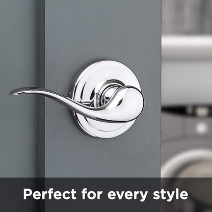 Kwikset Tustin Interior Passage Door Handle, Lever For Closet and Hallway Doors, Reversible Non-Locking Handle Lever, Polished Chrome