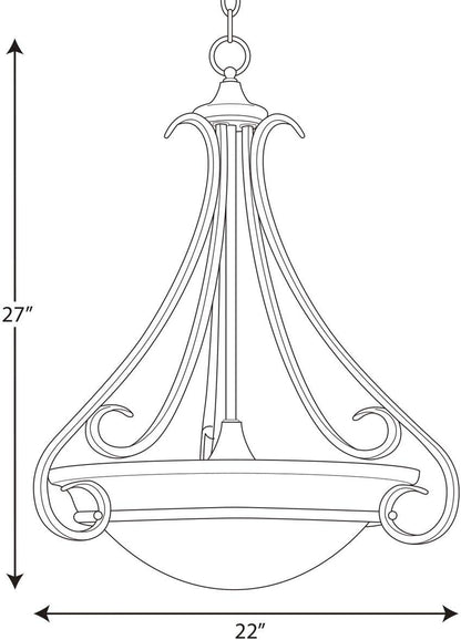 Progress Lighting 3-Light Tea Stained Glass Transitional Inverted Pendant Light, Torino Collection, Indoor, P3847-77, Forged Bronze