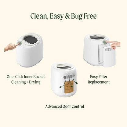 Vego Kitchen Composter, 4L Electric Composter Countertop 5 Modes Weight-Based Smart Compost Bin with App Odorless Auto-Cleaning Food Waste Compost Machine Indoor, Black