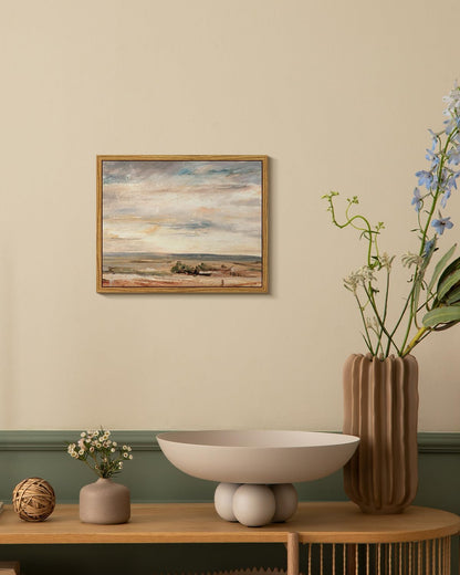 VIYYIEA Framed Canvas Wall Art Home Decor Classic Oil Paintings Color Sky Cloud Beach Grassland Canvas Prints Vintage Landscape Wall Art Pictures for Bedroom Living Room Bathroom Office Decor 8x10in