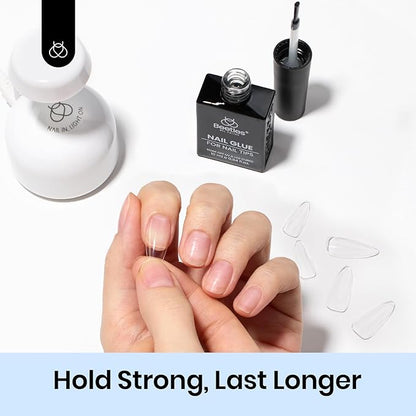 beetles Gel Polish 9 in 1 Nail Glue Gel for Nails Tips 10ml Long Lasting Uv Nail Glue for Acrylic False Nail Tips Base Coat Blooming Nail Gel Led Lamp Required