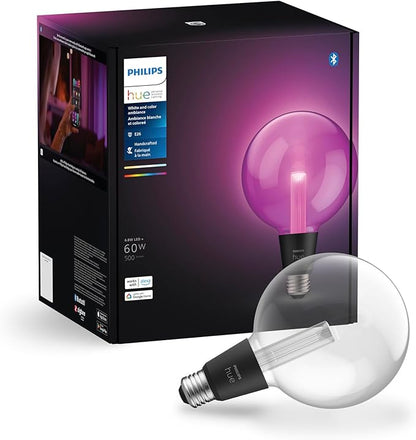 Philips Hue Lightguide G40 Large Globe Smart LED Bulb Handblown Glass - Color Changing Light - Compatible with Amazon Alexa, Apple HomeKit and Google Assistant - Bluetooth and Hue Bridge Compatible