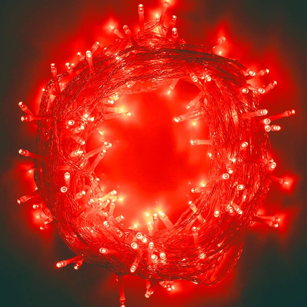 33FT 100 LEDs String Lights Waterproof Fairy Lights 8 Modes with Memory 30V UL Certified Power Supply for Home, Garden, Wedding, Party, Christmas Decoration Indoor Outdoor (Red)