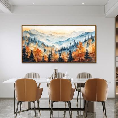 KELIYUAN Large Canvas Wall Decor For Living Room Wood Framed Wall Art For Bedroom Office Farmhouse Murals Abstract Mountain Forest ainting Wall Pictures Restaurant Modern Room Home Decor 30"X60"