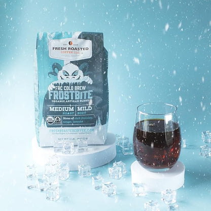 Fresh Roasted Coffee, Organic Frostbite Cold Brew | Mold & Myco 3rd Party Tested, USDA Organic, Kosher | Medium Roast | 12 oz Coarse Ground